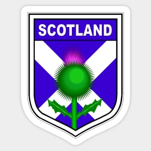 Scotland pride with flag and thistle in shield Sticker